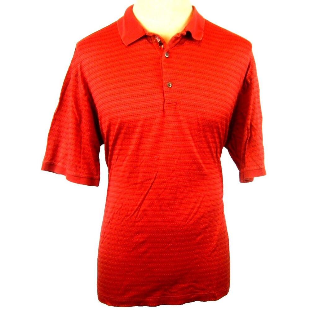 Mens Bobby Jones Golf 100% Cotton SS RustRed Design Golf Polo Casual Shirt sz XL